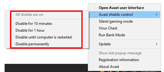 cách tắt phần mềm Avast