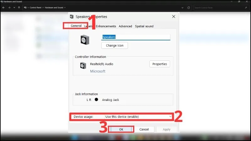 Cam loa vao may tinh khong nghe duoc 2