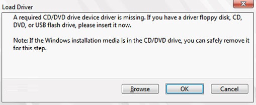 Sửa lỗi a required cd/dvd drive device driver is missing khi cài win