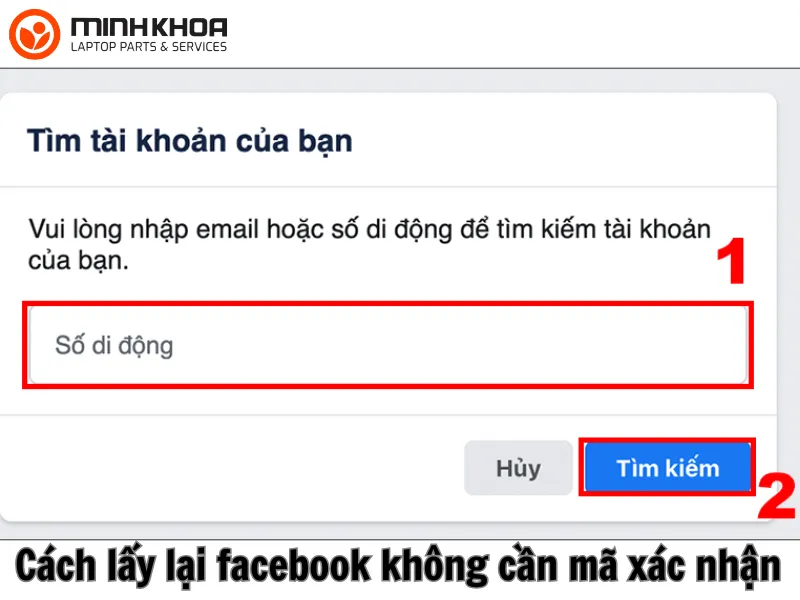 Cách lấy lại facebook không cần mã xác nhận