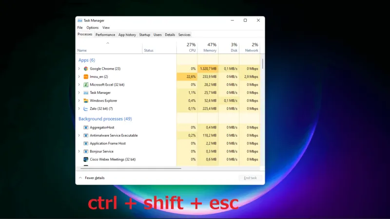 Cach tat ung dung chay ngam win 10 2