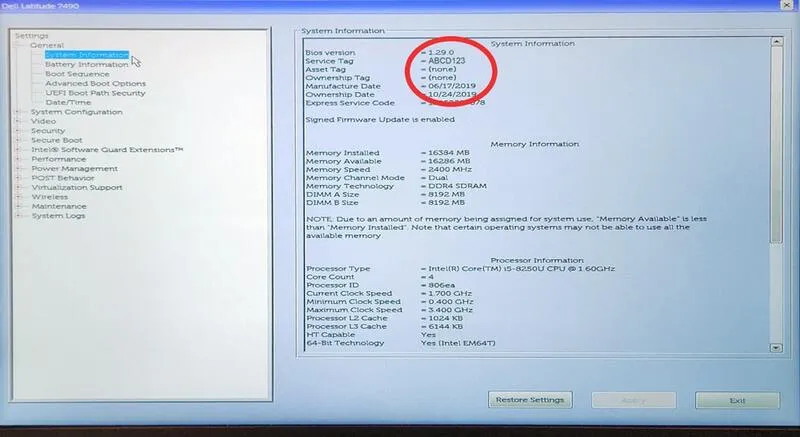 Check Service Tag Dell 8