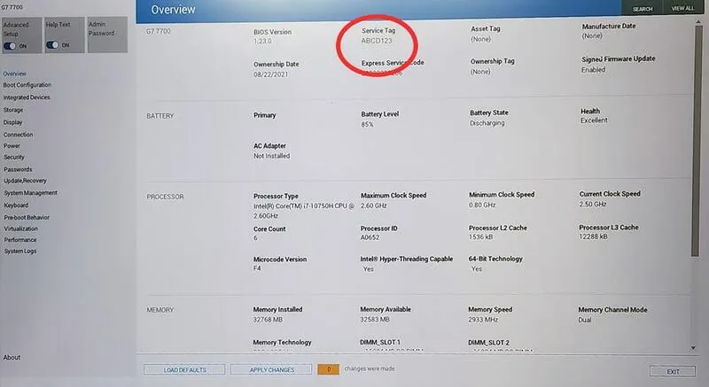 Check Service Tag Dell 9