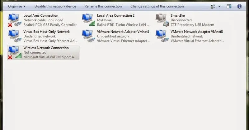 Microsoft virtual wifi miniport adapter 4 1