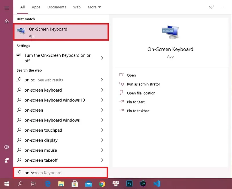 Mo ban phim ao Win 7 18