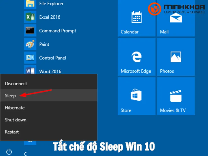 Cách bật, tắt chế độ Sleep win 10 1 Tắt chế độ Sleep Win 10