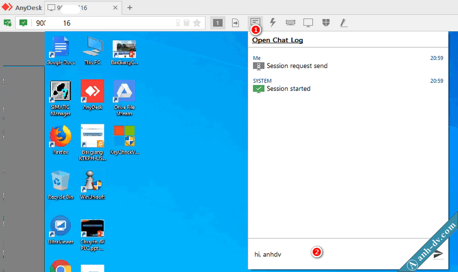 chat voi doi tac khi su dung anydesk