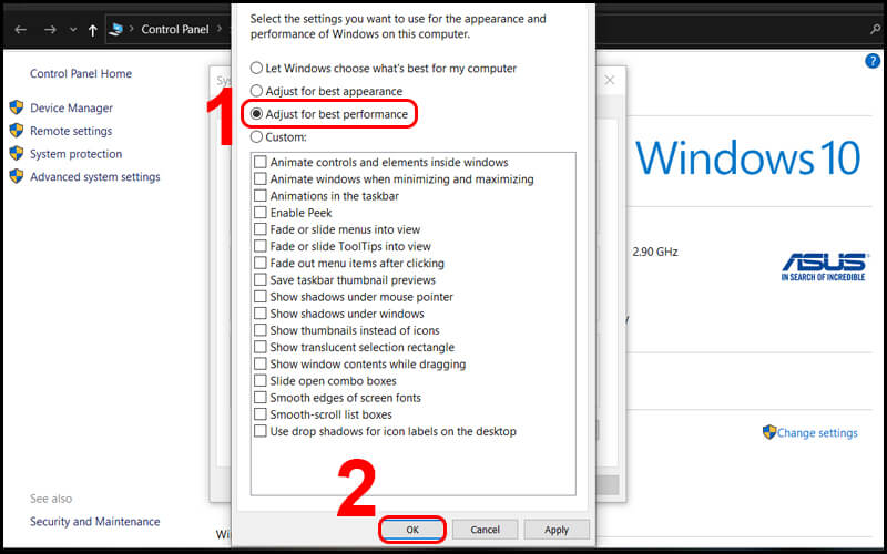 Điều chỉnh hiệu ứng hình ảnh Windows 10