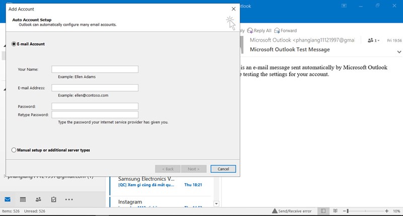 Cách cài đặt email trên outlook 2016