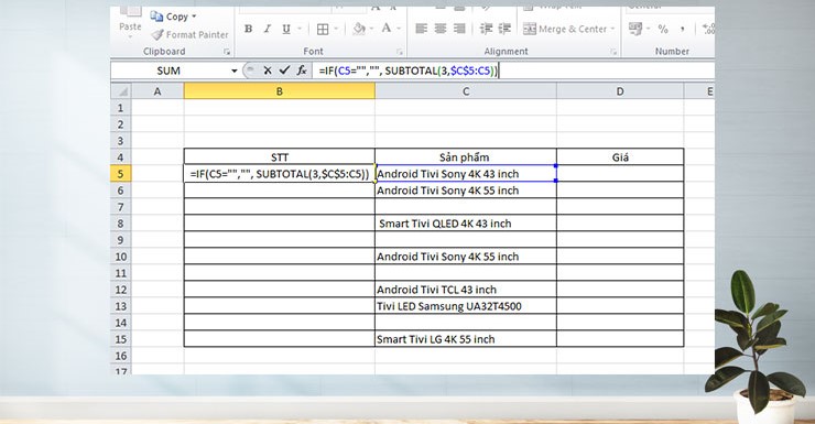 Cách đánh số thứ tự cách dòng trong Excel