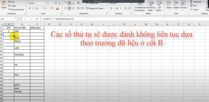 3 cách đánh số thứ tự không liên tục trong Excel 10 Cach danh so thu tu khong lien tuc trong Excel 6