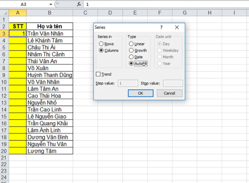 3 cách đánh số thứ tự không liên tục trong Excel 11 Cach danh so thu tu khong lien tuc trong Excel 9