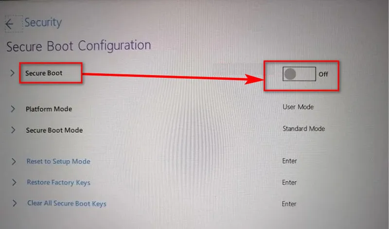 Cách tắt Secure Boot (2)