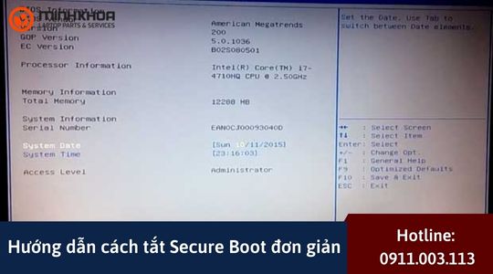 Cach tat Secure Boot