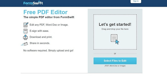 Cách xóa chữ trên file PDF bằng FormSwift
