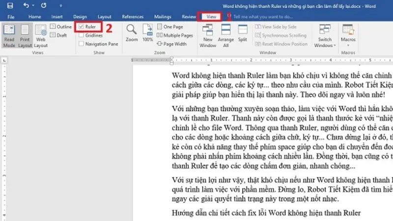 Hiện thanh Ruler trong Word (15) Hiện thanh Ruler trong Word (15)