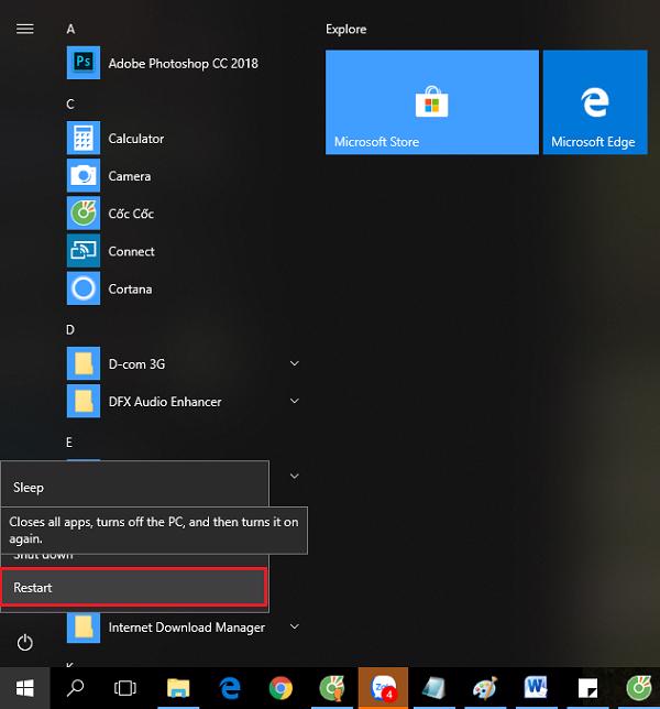 Mở Advanced Startup options ở Desktop của Windows 10
