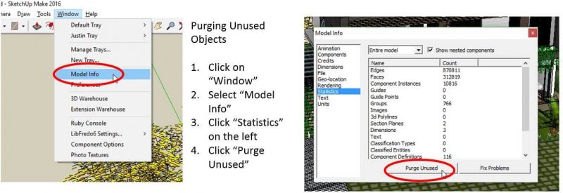 Sử dụng Purge Unused làm nhẹ file SketchUp