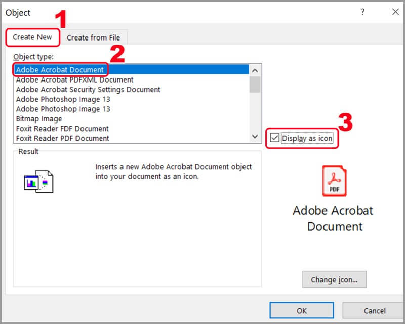 Các bước để đính kèm file PDF vào Excel