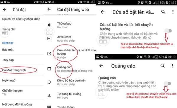 Cách tắt chặn quảng cáo trên Chrome từ điện thoại