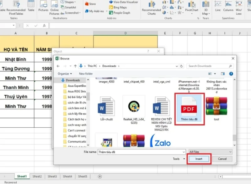 Chèn file PDF vào Excel (13) Chèn file PDF vào Excel (13)