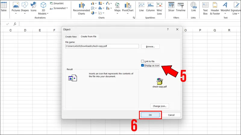 Chèn file PDF vào Excel (7) Chèn file PDF vào Excel (7)