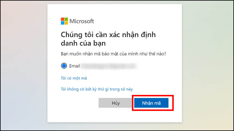 Đặt lại mật khẩu khi quên pass máy tính bằng tài khoản mail Outlook