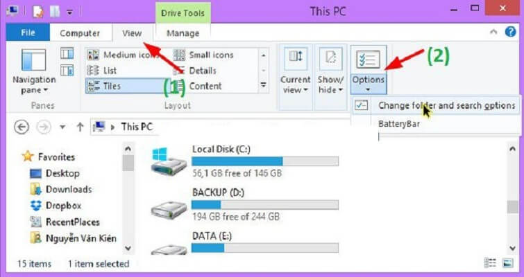 Cách hiện đuôi file Windows 8, 8.1 và Windows 10