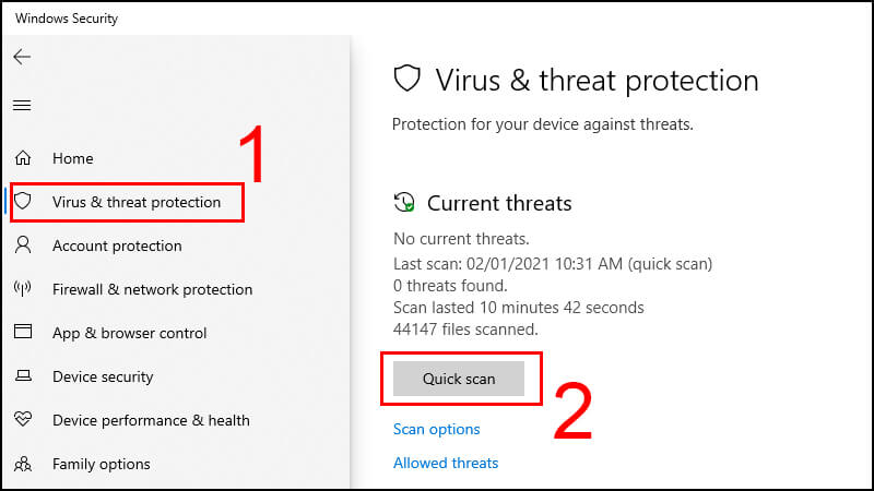 Diệt virus bằng Windows Defender