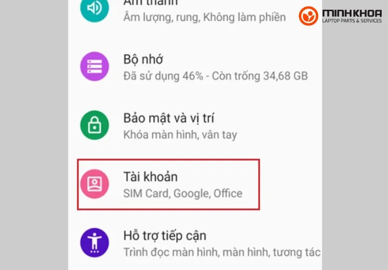 Cach xoa tai khoan Google Android 1