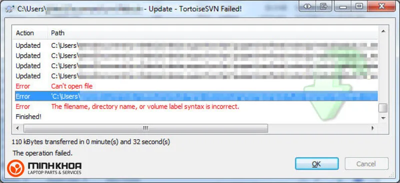 The filename directory name or volume label syntax is incorrect 4