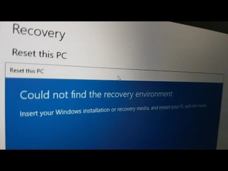 Sua loi Could Not Find The Recovery Environment tren windows 12