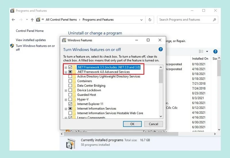 Cách cài đặt kích hoạt .NET Framework 3.5 và 4.0 trên windows 14 NET Framework 3.5 va 4 15