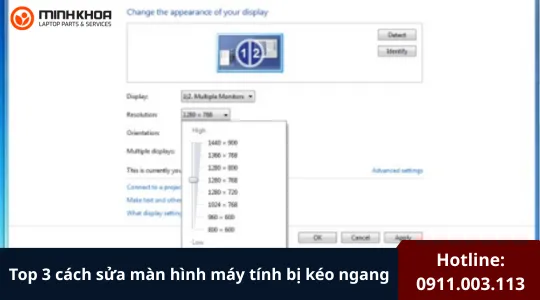 Sửa màn hình máy tính bị kéo ngang
