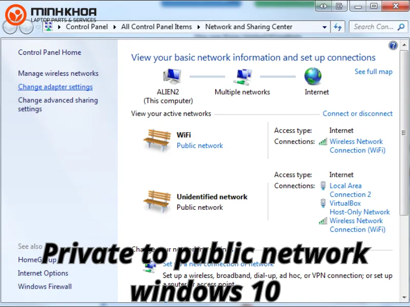 Private to public network windows 10