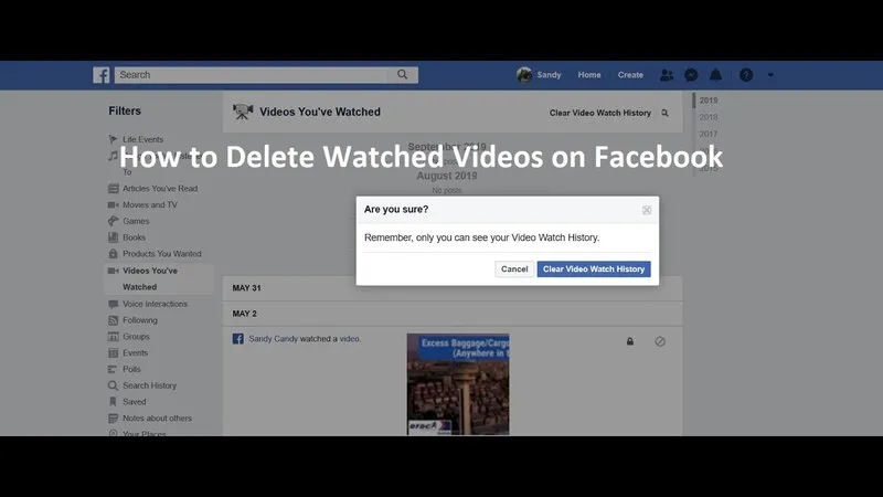 Xoa video da xem tren Watch Facebook tren may tinh 15