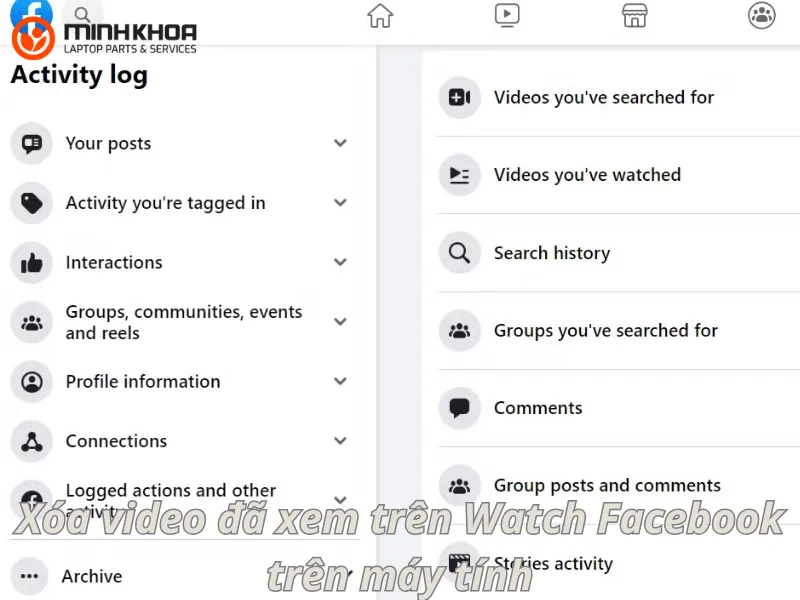 Xóa video đã xem trên Watch Facebook trên máy tính