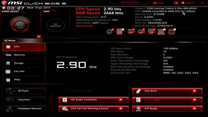 Boot main MSI 7
