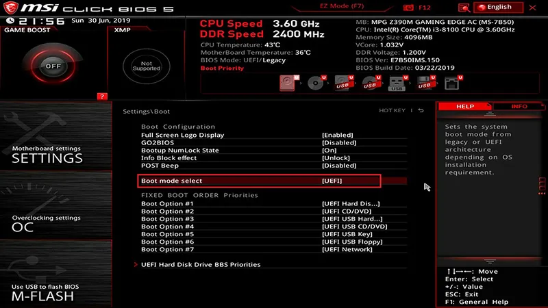 Boot main MSI 8