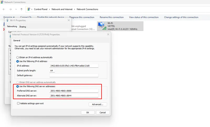 Cách đổi DNS Google IPv6 và IPv4 trên Windows 6 Doi DNS Google IPv6 va IPv4 4