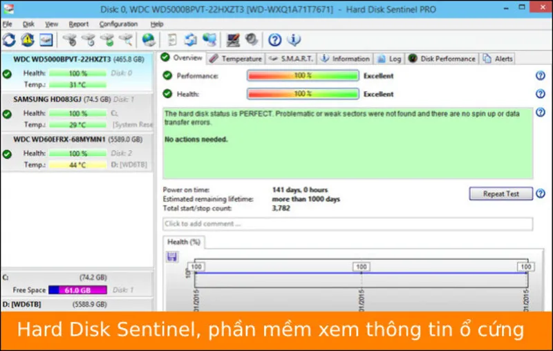 Chi tiết về phần mềm Hard Disk Sentinel 9 Hard Disk Sentinel 7