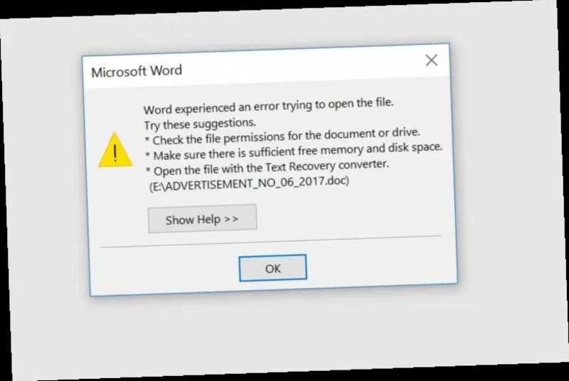 BỎ TÚI 5+ sửa lỗi Word experienced an error trying to open the file 9 Word experienced an error trying to open the file 22
