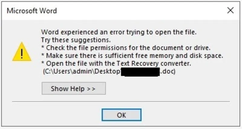 BỎ TÚI 5+ sửa lỗi Word experienced an error trying to open the file 7 Word experienced an error trying to open the file 27