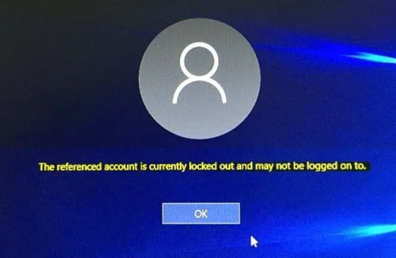 Loi the referenced account is currently locked tren Windows 52