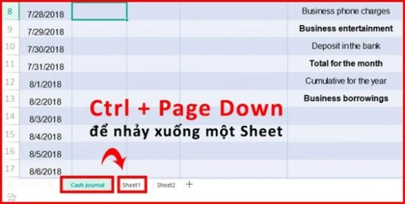 6 cách phím tắt chuyển sheet trong Excel hiệu quả 6 Phim tat chuyen sheet trong Excel 25
