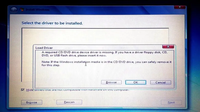 Cách sửa lỗi CD/ DVD drive device driver is missing khi cài Win 7, 8, 10 cho laptop 21 CD DVD drive device driver is missing 11