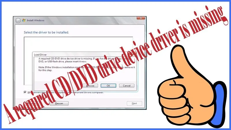 Cách sửa lỗi CD/ DVD drive device driver is missing khi cài Win 7, 8, 10 cho laptop 18 CD DVD drive device driver is missing 18