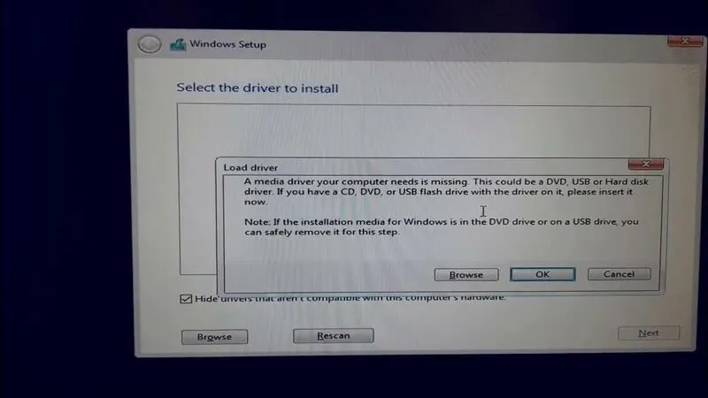 Cách sửa lỗi CD/ DVD drive device driver is missing khi cài Win 7, 8, 10 cho laptop 12 CD DVD drive device driver is missing 21