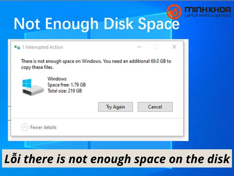 Lỗi there is not enough space on the disk