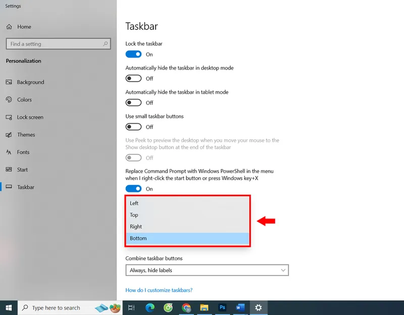 Cach chinh thanh Taskbar trong win 7 17